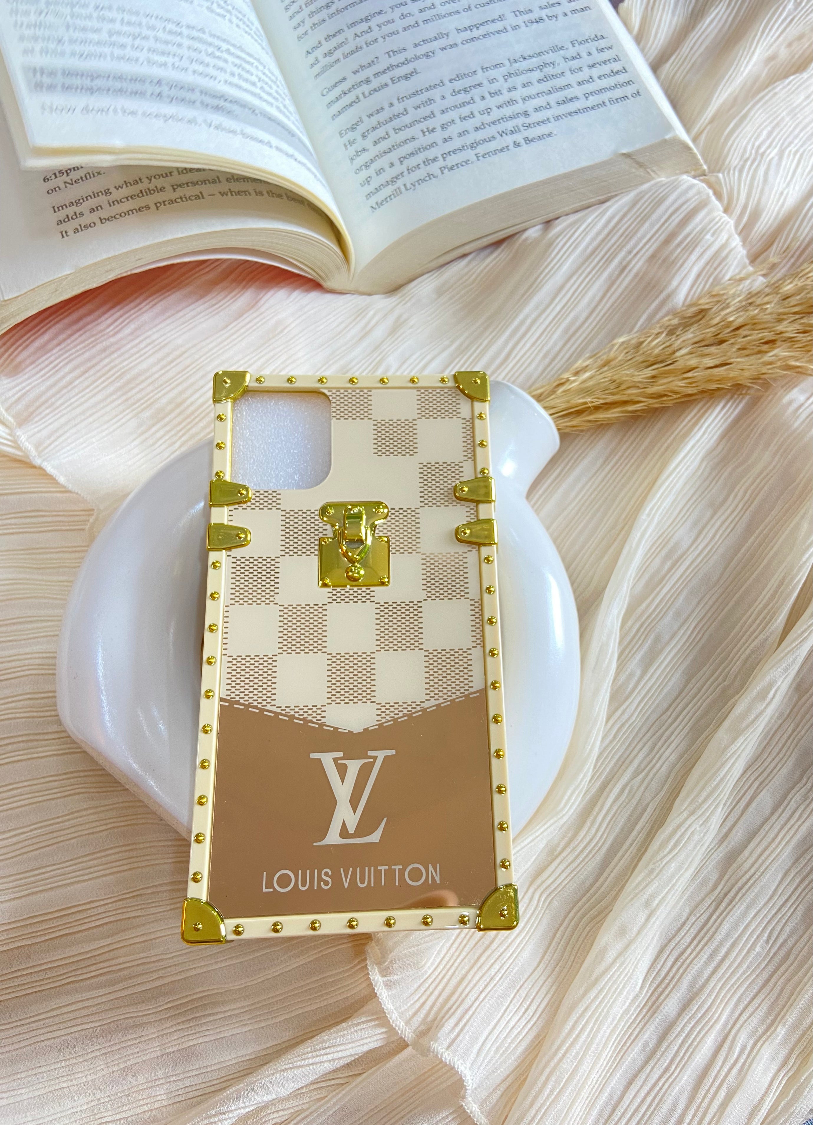 Luxury Designer Brand Shine Logo Square Leather Case